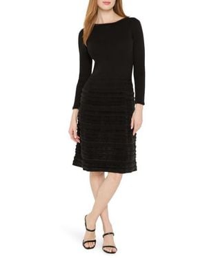 NIC+ZOE All The Trimmings Cotton Blend Sweater Dress - Black