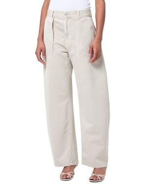 Agolde Sefton Pleated High Waist Barrel Twill Pants - White