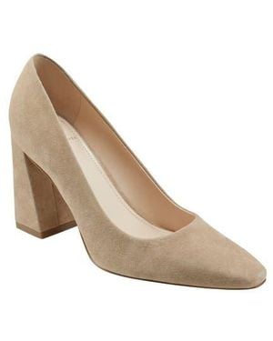 Marc Fisher Yalina Pointed Toe Block Heel Pump - Natural