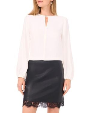 Vince Camuto Keyhole Neck Crêpe De Chine Top - White