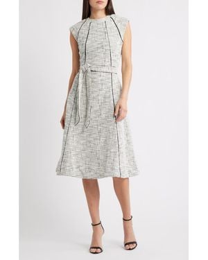 Halogen® Contrast Detail Belted Midi Dress - White