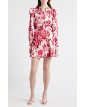 Chelsea28 Floral Long Sleeve Tiered Chiffon Minidress