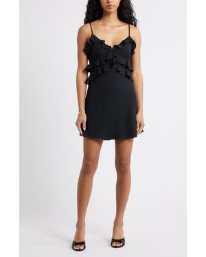 BP. Ruffle Chiffon Cocktail Minidress - Black