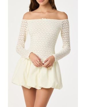 Astr Off The Shoulder Bubble Minidress - White