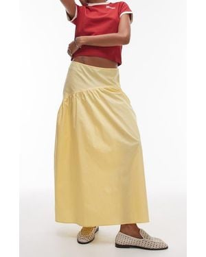 TOPSHOP Cotton Poplin Maxi Skirt - Yellow