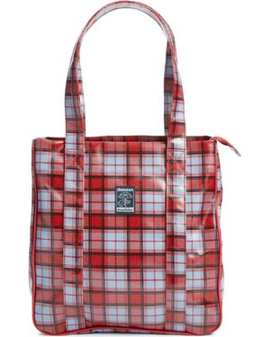 Damson Madder Fog Check Tote - Red