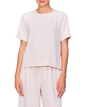 MELLODAY Boxy Stretch Crepe T-Shirt - White
