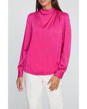 Tahari The Tien Mock Neck Top - Pink