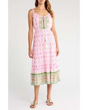 Alicia Bell Holiday Tie Strap Midi Dress - Pink