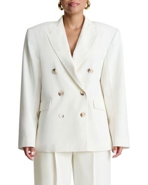 Naked Wardrobe Double Breasted Oversize Blazer - White