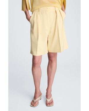 Kenneth Cole Pleated High Waist Shorts - Natural