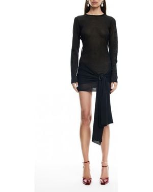 Lioness Ford O-Ring Long Sleeve Mesh Minidress - Black