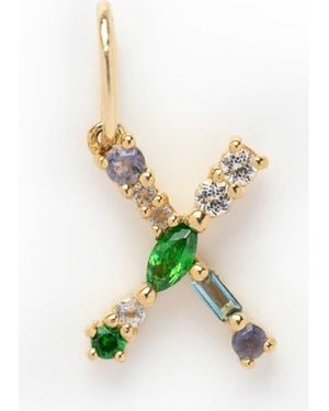 Local Eclectic Solid 9K & Semiprecious Stone Initial Charm - Green