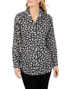Foxcroft Lucca Floral Cotton Blouse - Black