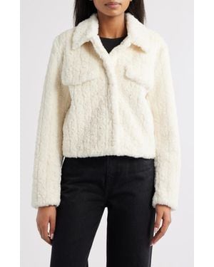 Bernardo Faux Shearling Crop Jacket - White