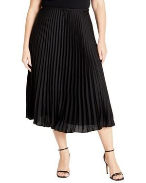 City Chic Selena Pleated Midi Skirt - Black