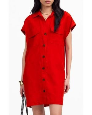Madewell Linen Utility Shirtdress - Red