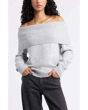 BP. Off The Shoulder Sweater - Gray