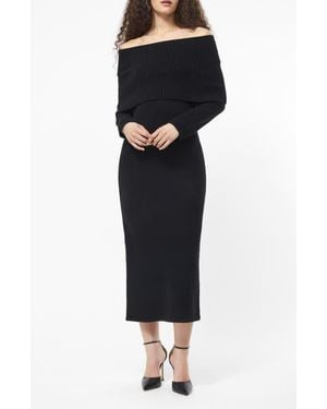 French Connection Emilia Off The Shoulder Long Sleeve Maxi Sweater Dress - Black