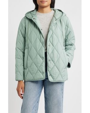 Bernardo Ashbury Diamond Quilted Hooded Liner Jacket - Green