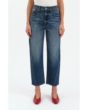 DAZE Westward High Waist Ankle Barrel Leg Jeans - Blue