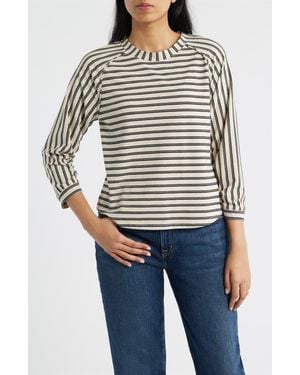Wit & Wisdom Stripe Three Quarter Sleeve Top - Blue
