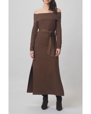Splendid X @Cellajaneblog Over The Shoulder Sweater Dress - Brown