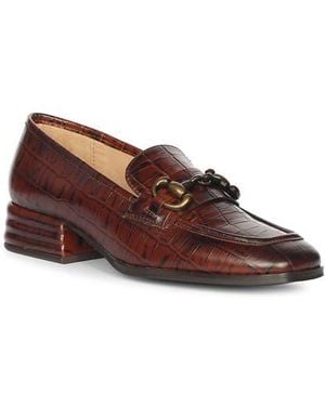 Saint G. Jacqueline Croc Embossed Loafer - Brown