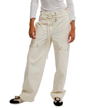 Free People Park Ave Cotton Cargo Pants - Natural