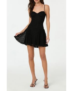 Astr Lace Corset Bodice Minidress - Black