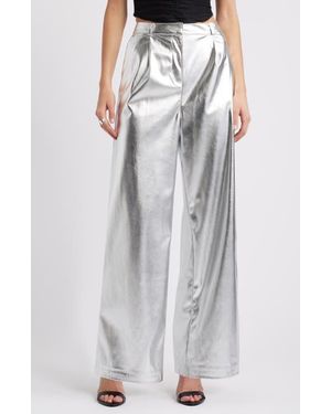 Open Edit Metallic Faux Leather Pants - Multicolor