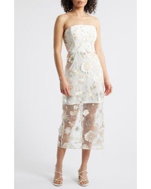 Sam Edelman 3D Flower Strapless Midi Dress - Natural