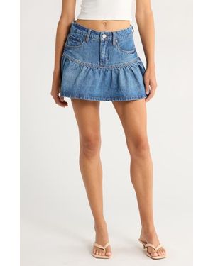 Blank NYC Gathered Denim Skirt - Blue