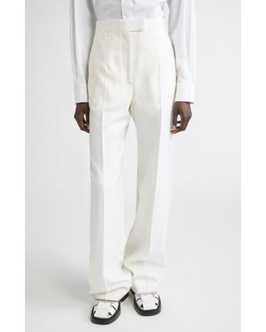McQueen Wool Gabardine Wide Leg Pants - White
