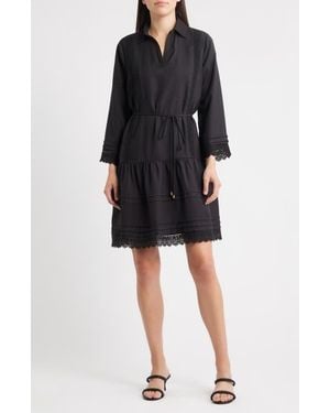 Julia Jordan Lace Long Sleeve Shirtdress - Black