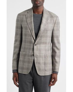 Vince Icon Relaxed Fit Glen Check Brushed Wool Sport Coat - Gray