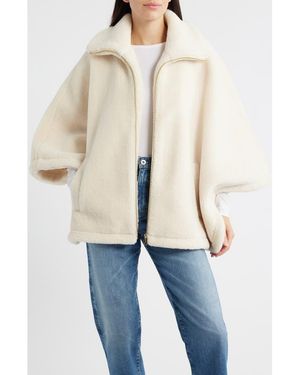 Bernardo Calder Faux Fur Poncho Jacket - Natural