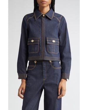 Cinq À Sept Lydie Crop Denim Jacket - Blue