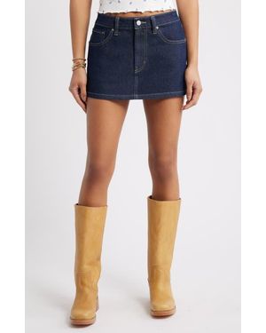 BP. Heart Pocket Low Rise Denim Miniskirt - Blue