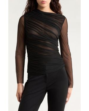 FRAME The Draped Sheer Top - Black
