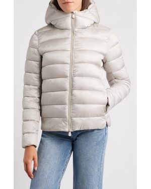 Save The Duck Gretel Faux Shearling Lining Hooded Puffer Jacket - Gray