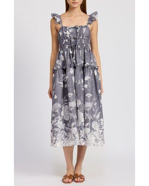 En Saison Sydney Floral Tiered Midi Sundress - Multicolor