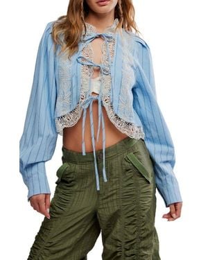 Free People Bali Jude Embroidered Lace Top - Blue