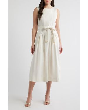 Anne Klein Sleeveless Stretch Cotton Midi Dress - Natural