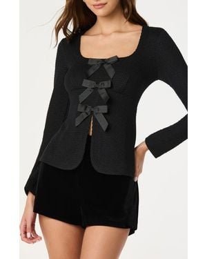 Astr Split Front Bow Top - Black