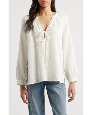 Rails Brielle Organic Cotton Gauze Tie Neck Top - White