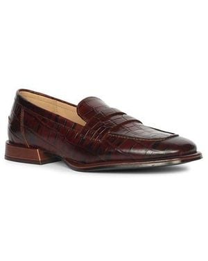 Saint G. Carla Croc Embossed Loafer - Brown