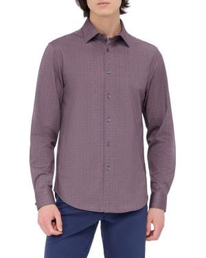 Bugatchi Jimmy Ooohcotton Herringbone Button-Up Shirt - Purple