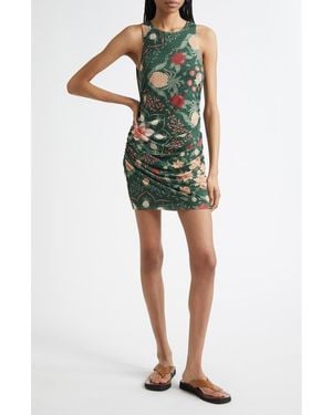 FARM Rio Pineapple Garden Stretch Tulle Body-Con Dress - Green