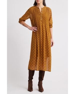 Treasure & Bond Floral Print Long Sleeve Midi Dress - Multicolor
